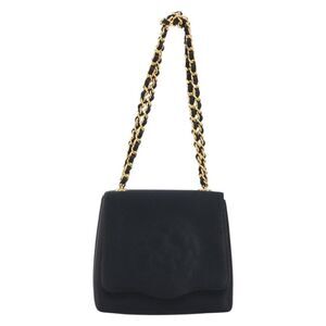 Chanel Vintage Camellia Flap Satin Black Satin Handbag